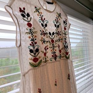 Light Pink sheer embroidered sleeveless midi dress